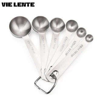 Lebensmittel-grade Edelstahl Messlöffel Set Zucker Kaffee Pulver Gewürz Messen Scoop Küche Backen (6 Stück)