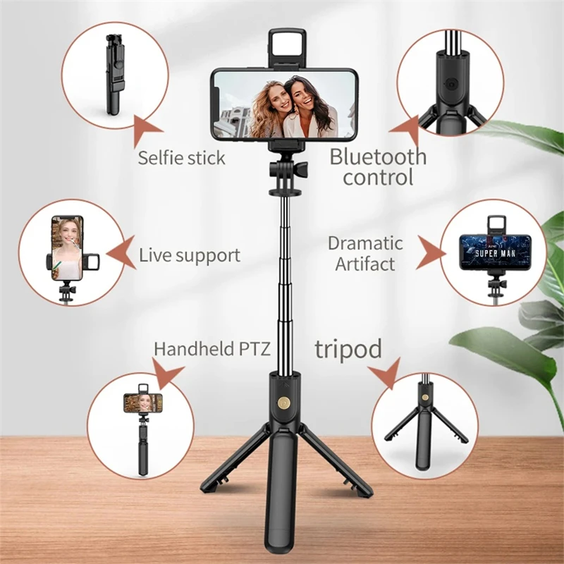 Selfie-Stick Kabelloses Stativ mit Licht – Bild 5
