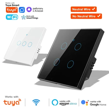 1 2 3 4-fach WLAN RF 433MHz Touch-Wandschalter Smart Wireless mit Schalter 220V ohne Neutralleiter EU