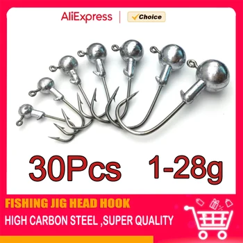 MrLurion 30 Stück 1g 2g 3g 5g 10g 14g 18g 22g 25g 28g Angelhaken mit Jiggingkopf, Angelhaken mit runder Kopf