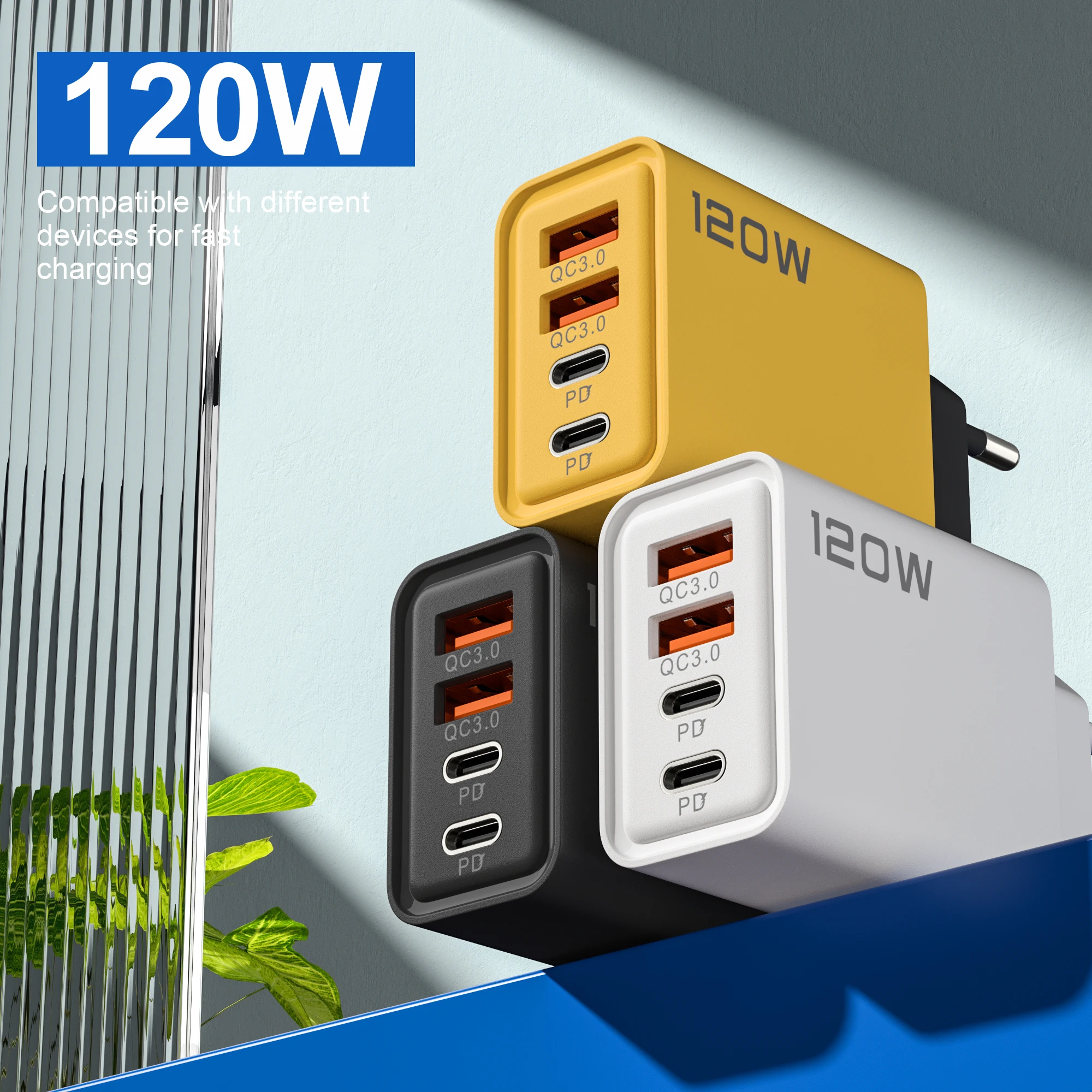 USB-Ladegerät 120 W mit 4 Ports, USB-C PD und QC 3.0 – Bild 3
