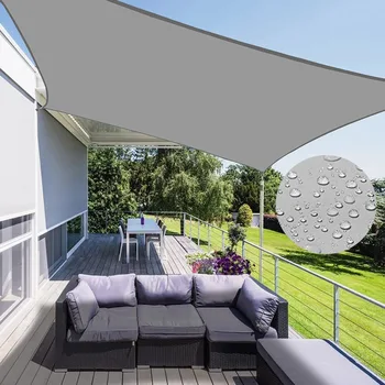 Outdoor-Sonnensegel, 300D Polyester Wasserdichtes UV-Beständiges Vordach, Sonnenschutz für Terrasse, Carport