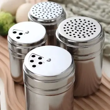 Mehrzweck-Gewürzglas aus Edelstahl, Salz, Zucker, Flasche, drehbare Abdeckung, Küchenhelfer, Gewürz
