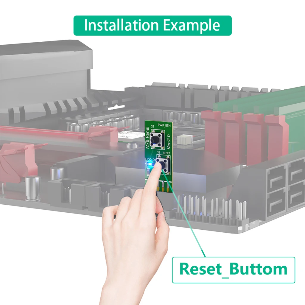 PC-Gehäuse-Taster-Adapter für Power und Reset mit LED – Bild 4