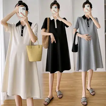 Umstandskleid Sommer Kurzarm Polokleid Revers Umstandsmode Sommer Kurzarm Umstandskleider Damen Sommerkleider