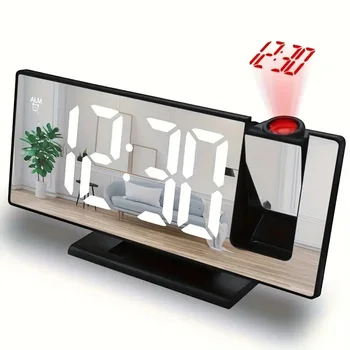 Projektionswecker Multifunktions Intelligente Leuchtuhr Schlafzimmer Großbild-Digitaluhr 180 ℃ Rücken