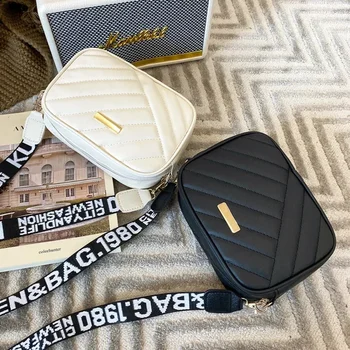 Umhängetasche Damen PU Rolling Strip Kameratasche Umhängetasche Handytasche Lässige Umhängetasche