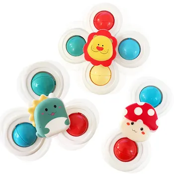 Set Saugnapf Spinning Cartoon Tier Spinner Spielzeug Für Kinder Fenster Hohe Stuhl Tablett Bad Tisch (3 Stück)