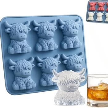 Highland-Kuh-Eiswürfelform, Highland-Kuh-Silikonform, niedliche 3D-Eiswürfel für Whisky, Cocktails, Bier