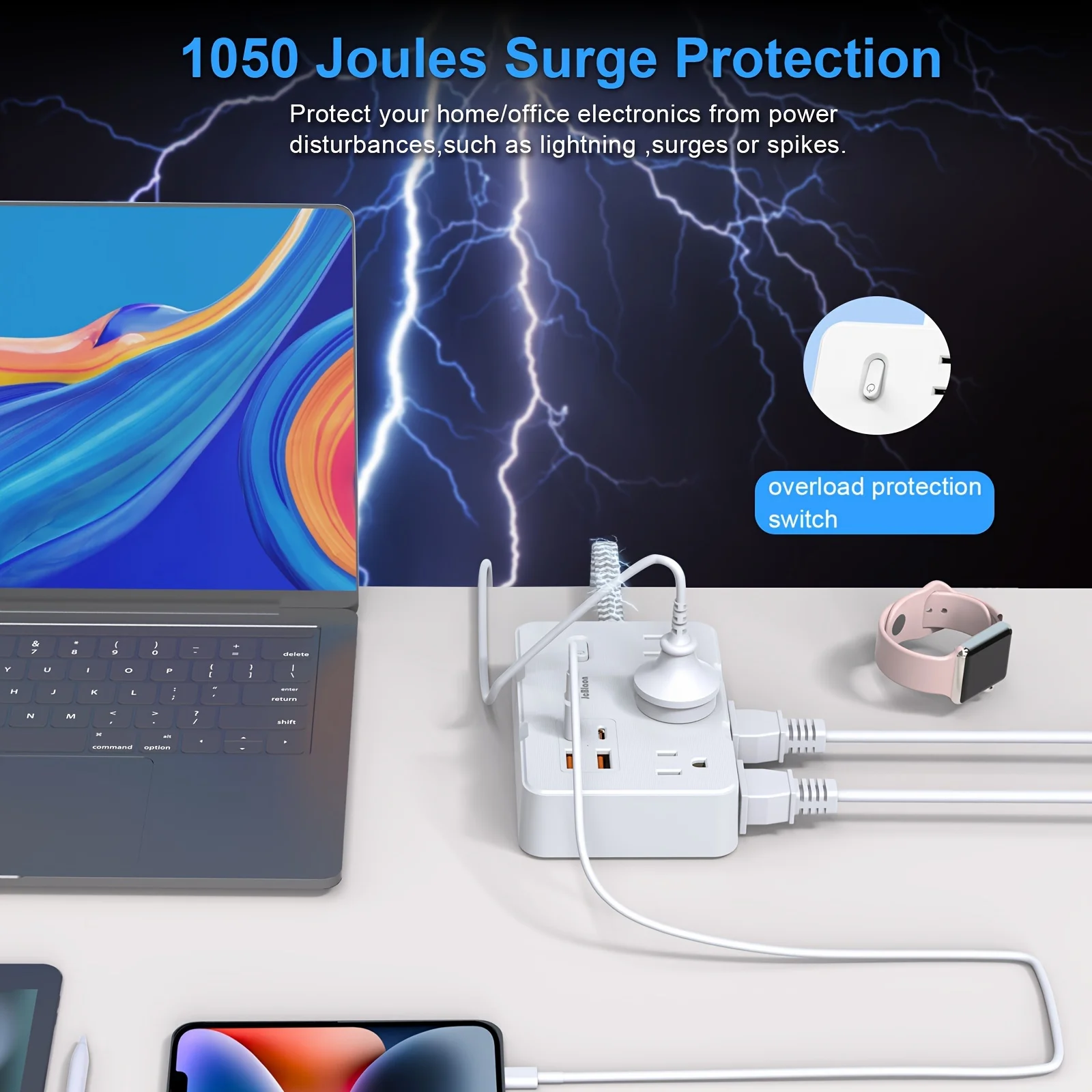 US-Stecker AC-Steckdose Multiprise Power Strip Geflochtenes – Bild 6