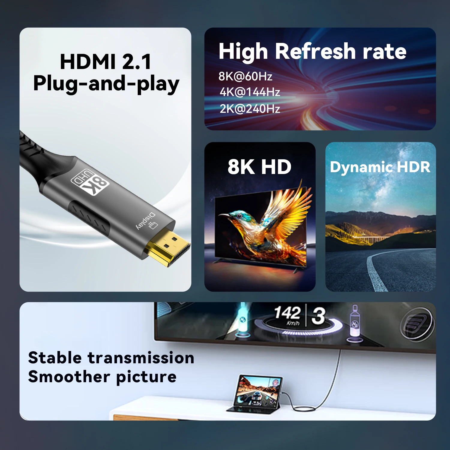 USB-C auf HDMI 2.1 Kabel 8K 60 Hz – Bild 6