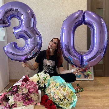 Junge Mädchen Geburtstagsballons 32 Zoll Lila Zahlenballon 1 2 3. Geburtstag Partydekoration Kinderjubiläum