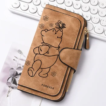 Winnie Damen-Geldbörsen mit langem Reißverschluss, Schnallen-Handtaschen, Münzgeldbörse, Leder