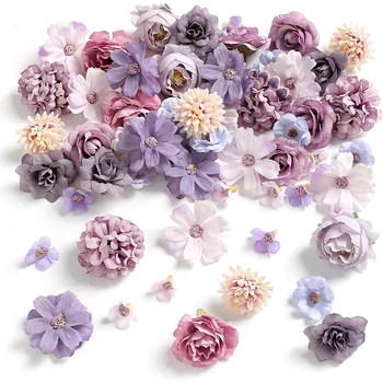 4cm Lila Seidenrosen Künstliche Gänseblümchen-Blütenköpfe für Bastelarbeiten, Kränze, Hochzeiten (20 Stück)