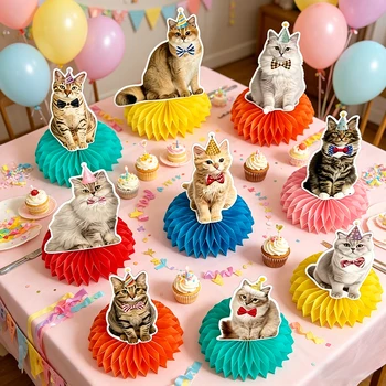 Katzen-Themen Geburtstagsparty-Dekorationen, Niedliche Katzen-Themen Partyzubehör für Tischdekoration