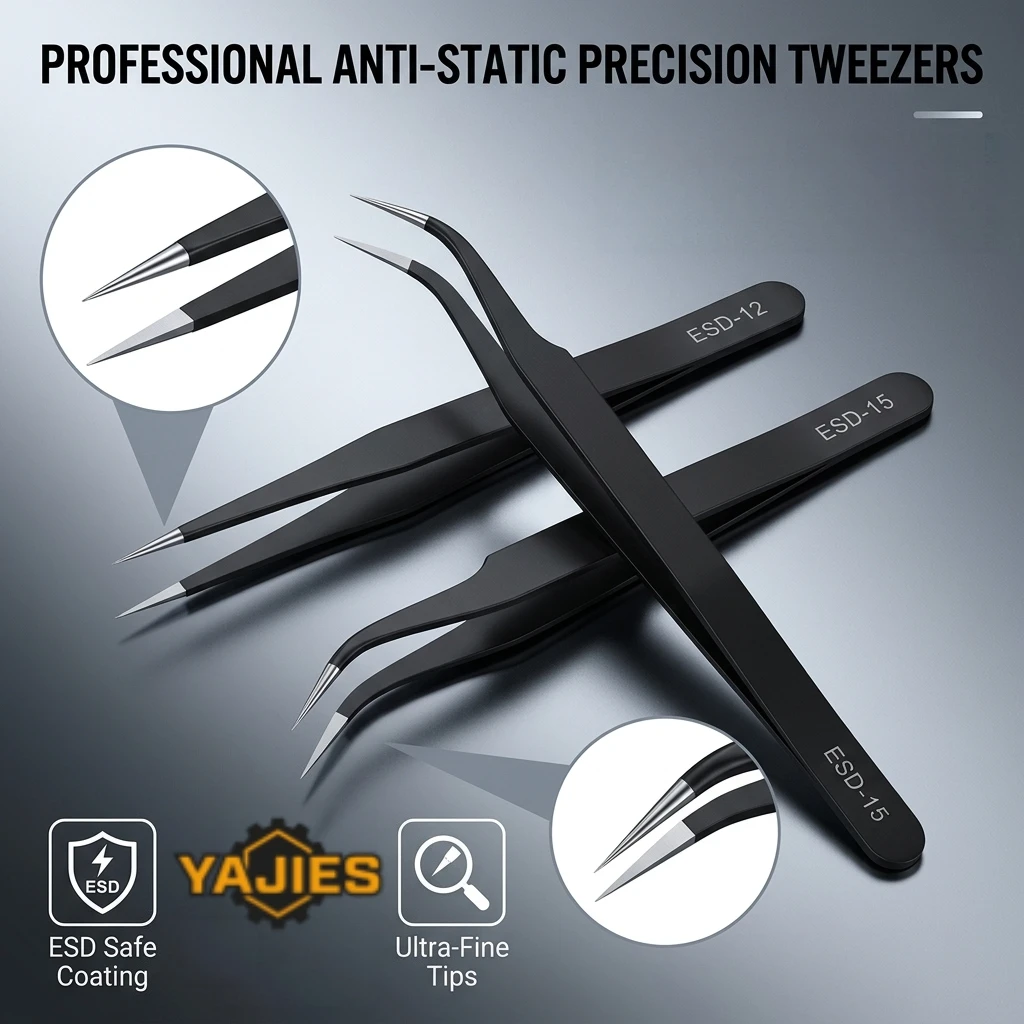 Antistatische Präzisionspinzette ESD-12 ESD-15 Edelstahl