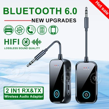 Neuer, verbesserter Bluetooth 6.0 Auto-Audio-Empfänger/Sender, 3,5-mm-AUX-Schnittstelle, Hi-Fi-Stereo-Musik