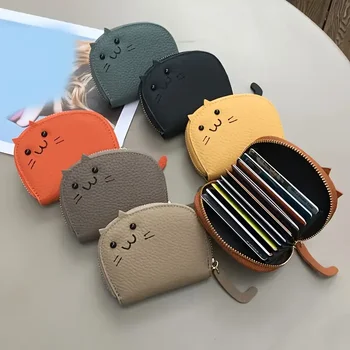 Cartoon-Katzen-Design Geldbörse für Damen mit mehreren Kartenfächern, niedliche modische Kunstleder-Münzbörse