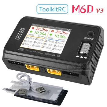 ToolkitRC M6D V3 Ladegerät Schwarz DC 500W Smart Dual Channel 2CH 1S 2S 3S 4S 5S 6S Spielzeug Modell Auto