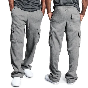 Herren-Jogginghose, gerade Passform, Jogger für Sport und Streetwear, lockere, übergroße, lange Hose
