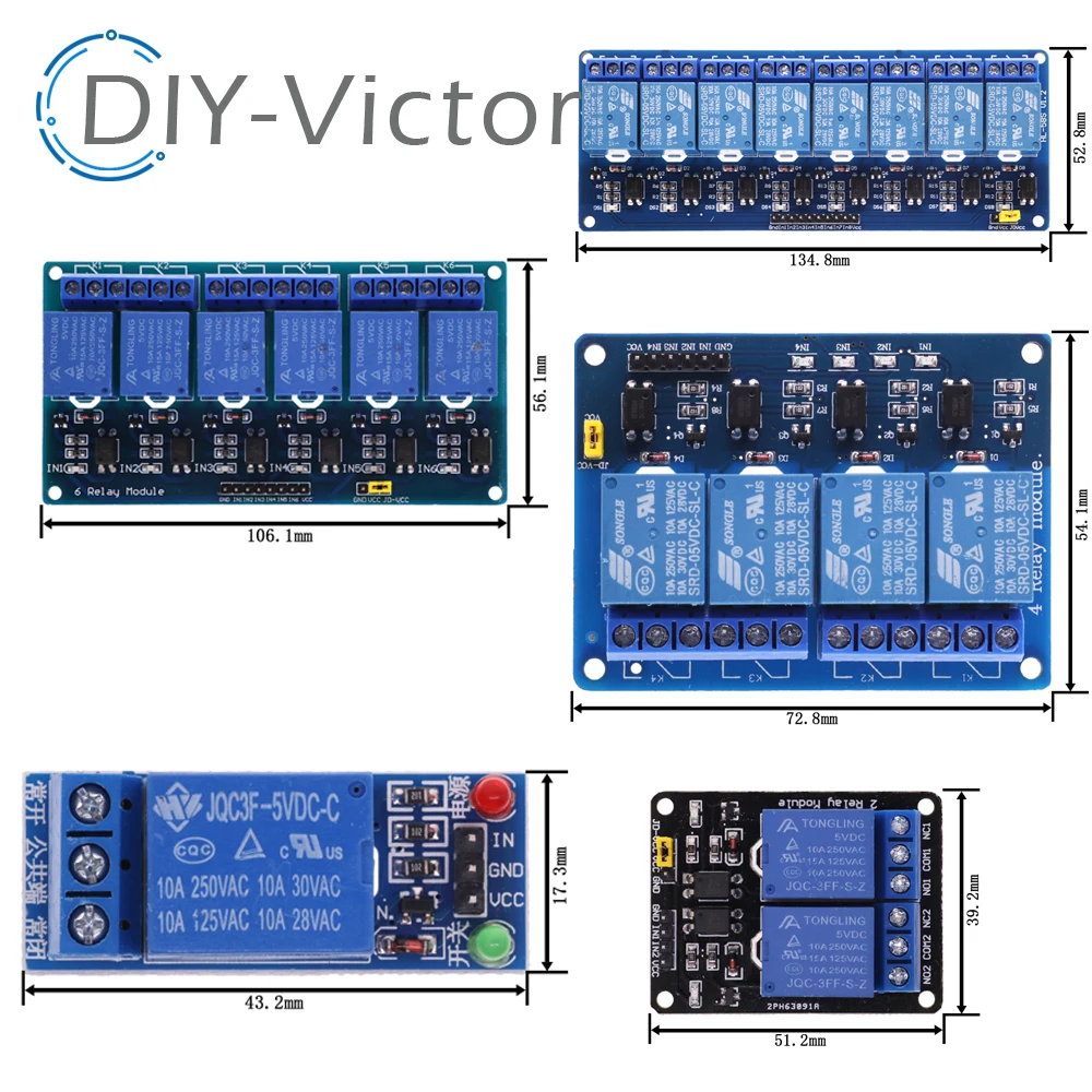 1 2 4 6 8 Kanal DC 5V 12V Relaismodul mit Optokoppler Low – Bild 6
