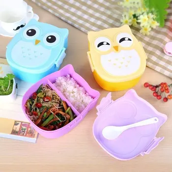 Tragbare Kunststoff Kinder Studenten Lunch Box Bento Box Lebensmittel Behälter Karton Geschirr Besteck