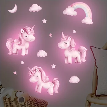 Einhorn-Sterne Leuchtende Wandaufkleber Babyzimmer-Dekoration Schlafzimmer-Hintergrund-Dekor Im Dunkeln
