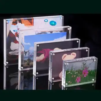 Langlebiger transparenter Fotorahmen aus Acryl, 3 + 3 mm, Posterständer, magnetische Kühlschrankmagnete