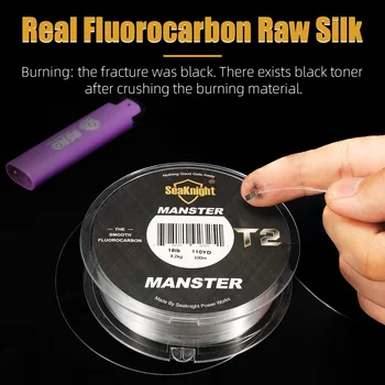 SeaKnight Brand MANSTER T2-Serie, 100 % Fluorkohlenstoff-Angelschnur, 100 m, Kohlefaserschnur, 3-35 lb