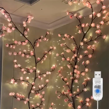 Kirschblüte 96 LED USB Baum Zweig Rattan Lichter 8 Modi Bunte String Lampe Valentinstag Weihnachten Hochzeit