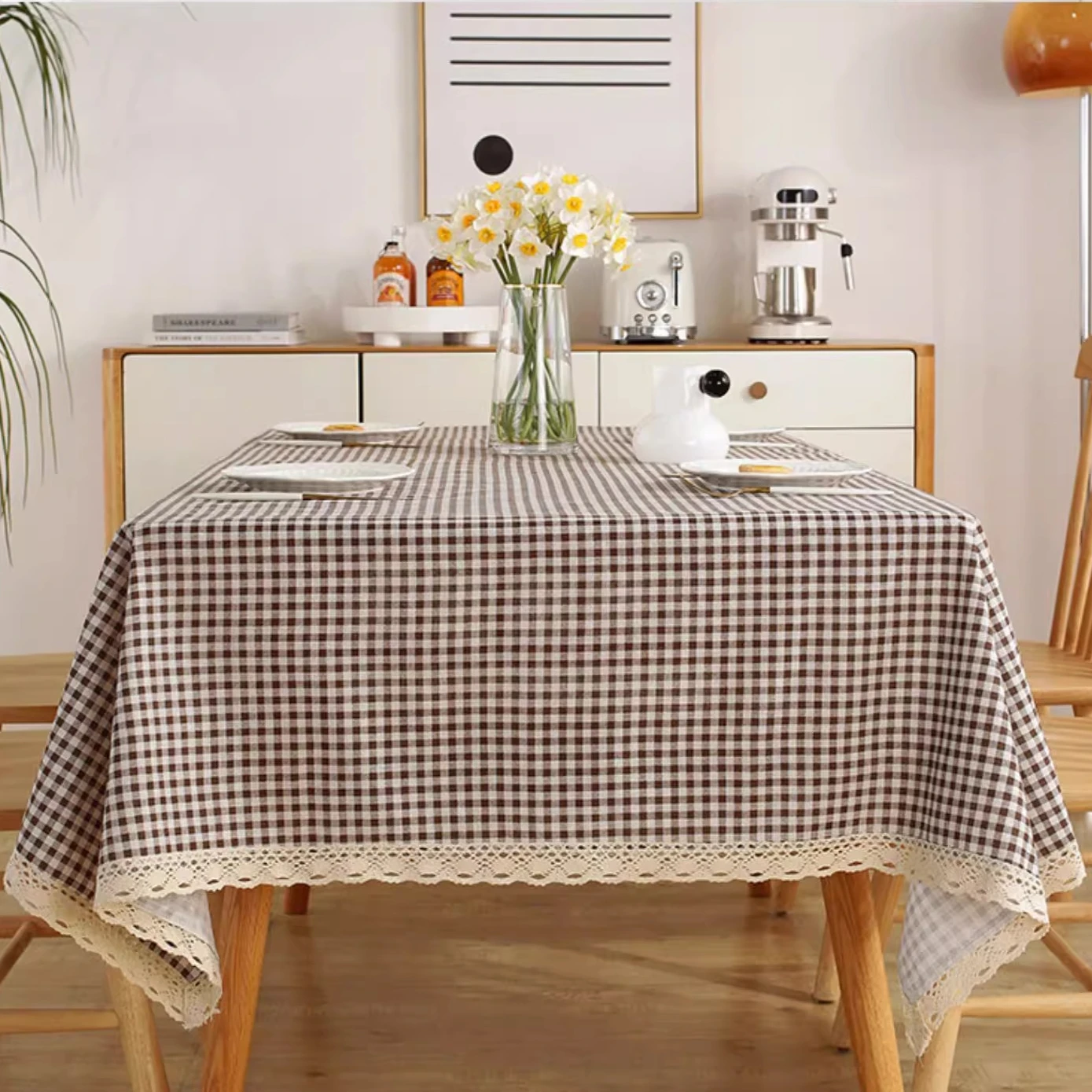 Kaffeegitter-Tischdecke im nordischen minimalistischen Stil – Bild 5