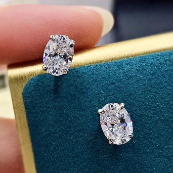 CAOSHI Einfache glänzende ovale CZ-Ohrringe für Damen, anmutige Dame, vielseitige Accessoires, klassische