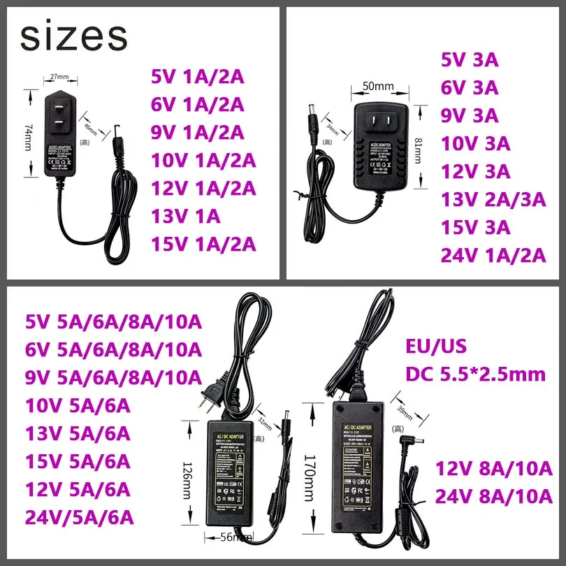 DC 5V 12V 24V Netzteiladapter AC110-240V 1A 2A 3A 5A 6A 8A – Bild 2
