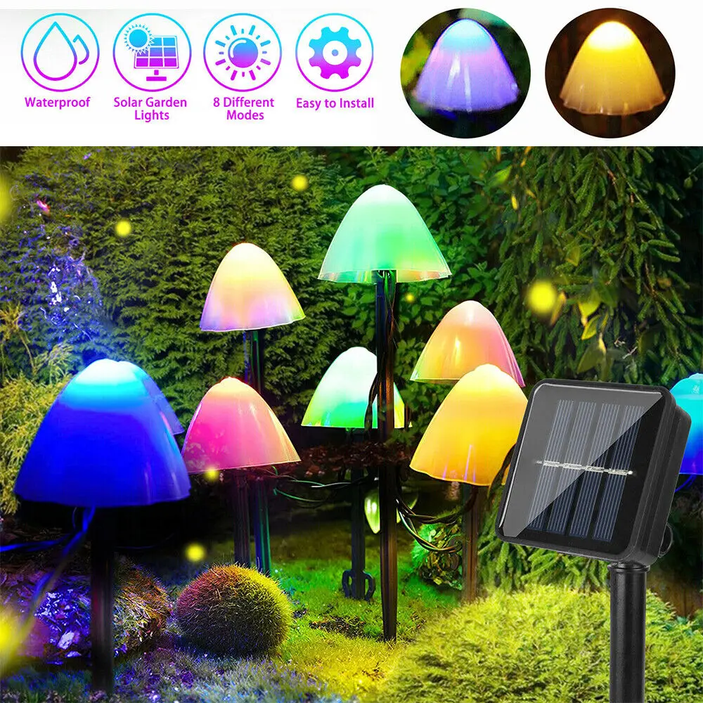 10-LED-Solar-Pilzleuchten für den Außenbereich, wasserdicht – Bild 2
