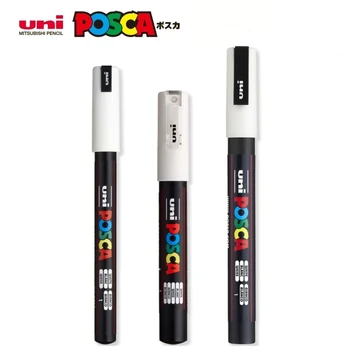 UNI POSCA Marker Pen, Weiß Schwarz Acryl Plumones Rotuladores PC-1M, 3M, 5M POP Poster Stift/Graffiti Werbung