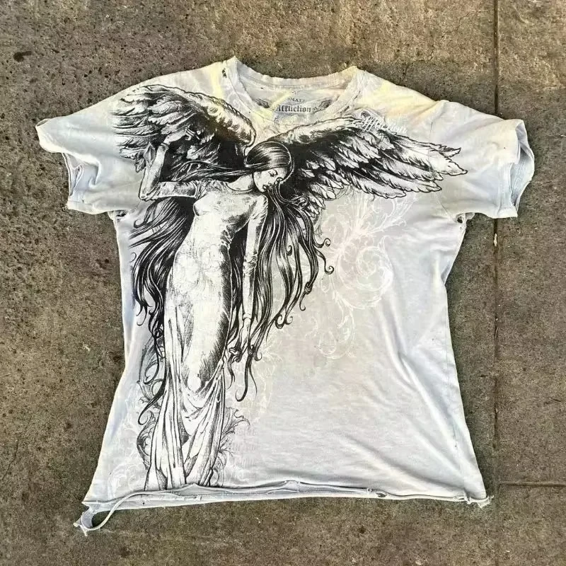 Klassisches Y2K Gothic Style T-Shirt Print Übergroßes T-Shirt – Bild 2