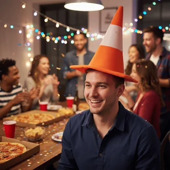Karneval Faltbarer Verkehrskegel-Hut, Verkleidungs-Maskerade-Party-Kopfbedeckung, Rollenspiel für alle