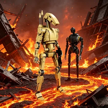 Sci-Fi Kampfdroide Modellbausatz, MOC Roboter-Figur zum Bauen, Detailliertes Sammler-Display-Set