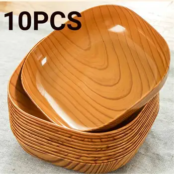 Japanischen stil Kunststoff Schüssel Multifunktionale Einfache Nachahmung Holzmaserung Knochen (10 Stück)