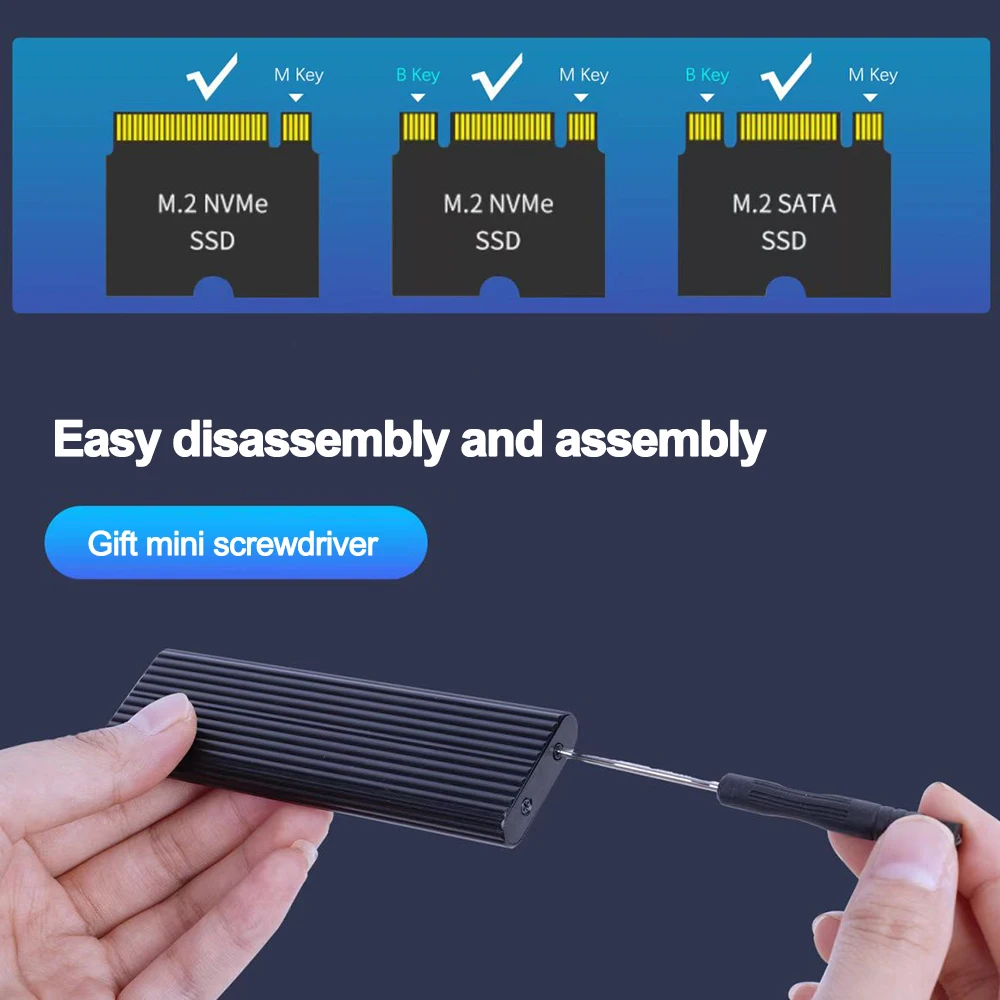 M2 SSD-Gehäuse NVME SATA Dual Protocol M.2 auf USB Typ C – Bild 4