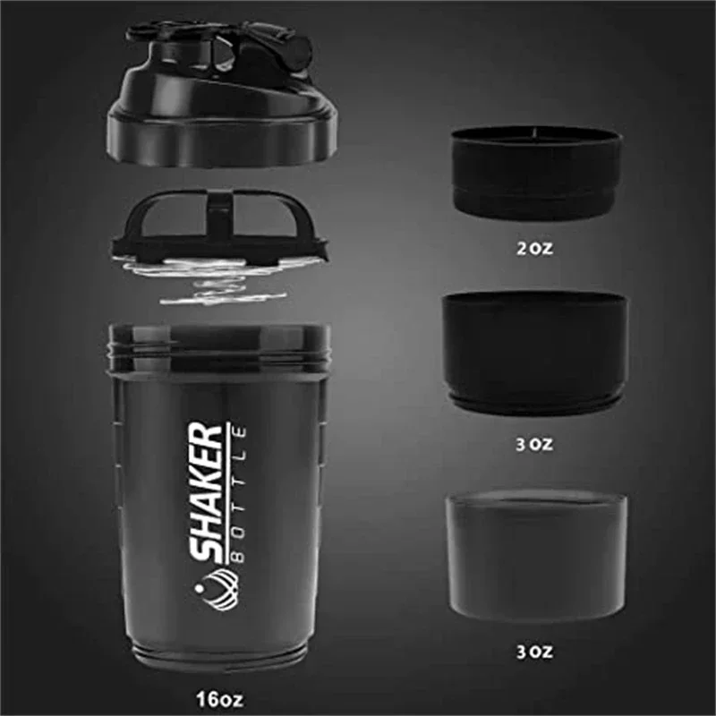 1pc Tragbare Protein Shaker Tasse mit Pulver Lagerung – Bild 3