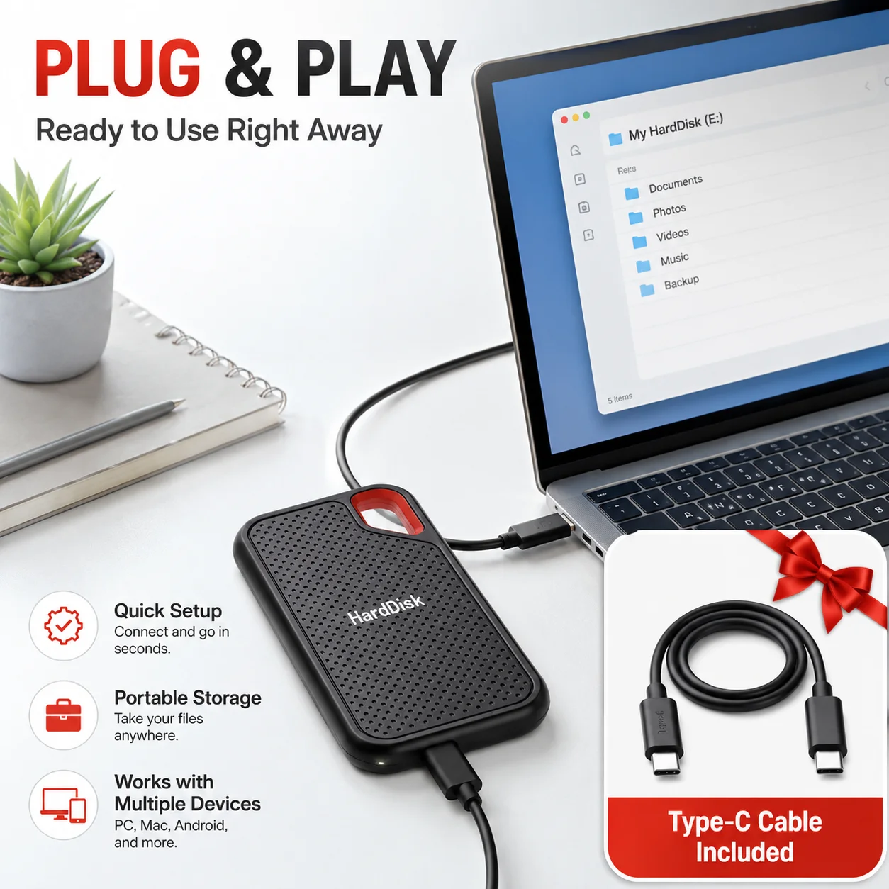 Schnelle 4TB Externe SSD Tragbare Festplatte USB-C – Bild 5