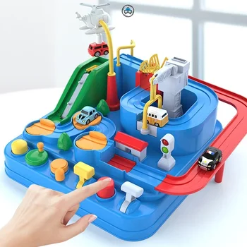 Racing Rail Car Modell Lernspielzeug Kinder Track Adventure Spiel Gehirn Mechanische Interaktive Zug Tiere