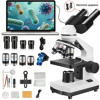 Binokulares Mikroskop 40X-2500X | HD-Labormikroskop-Set für wissenschaftliche Forschung, Schulbildung