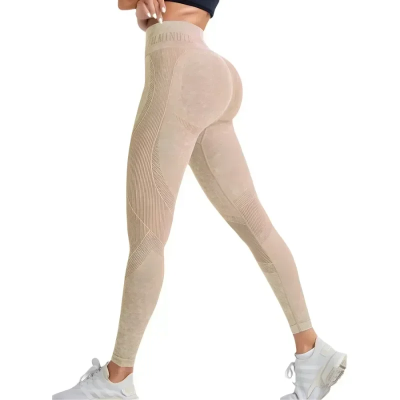 Frauen Nahtlose Turnhalle Hohe Taille Yoga Hosen Hüfte Heben – Bild 3