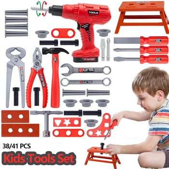 Spielzeug-Werkzeugset für Kinder, Reparatur-Werkzeugset aus Kunststoff, Konstruktionsspielzeug