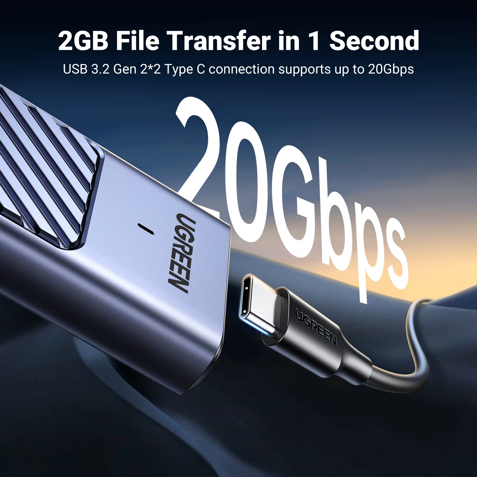 UGREEN M.2 NVMe SATA SSD Gehäuse Adapter 10Gbps USB 3,2 Gen2 – Bild 2