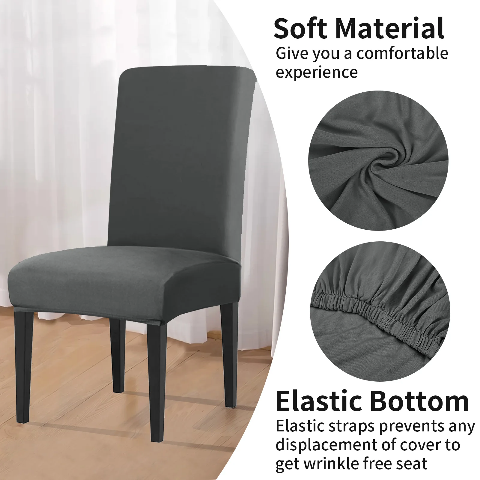 4-teiliges Set mit hohem Stretch-Esszimmerstuhlbezug – Bild 3