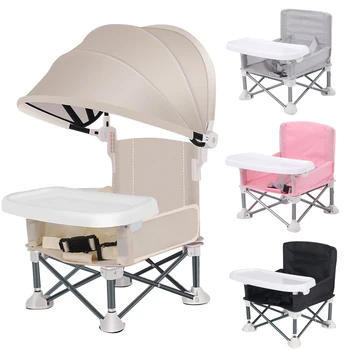 Klappbarer Baby-Essstuhl mit Markise, für Outdoor-Reisen, tragbarer Sonnenschutz, Babysitze, abnehmbares