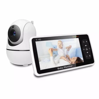 5-Zoll-Video-Babyphone mit Kamera und Audio, 4-fachem Zoom, 22-Stunden-Akku, 1000 Fuß Reichweite